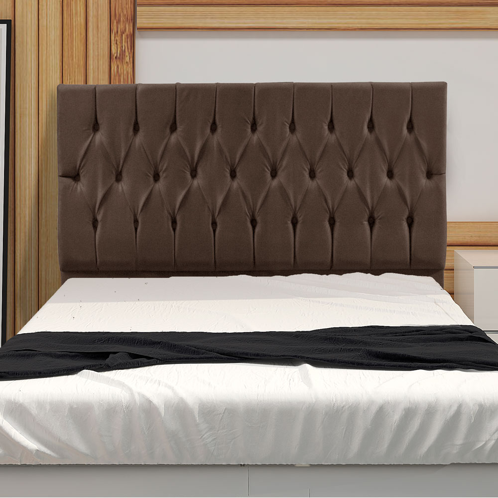 Cabeceira Solteiro 0,90m Madrid Suede Marrom - Pallazio
