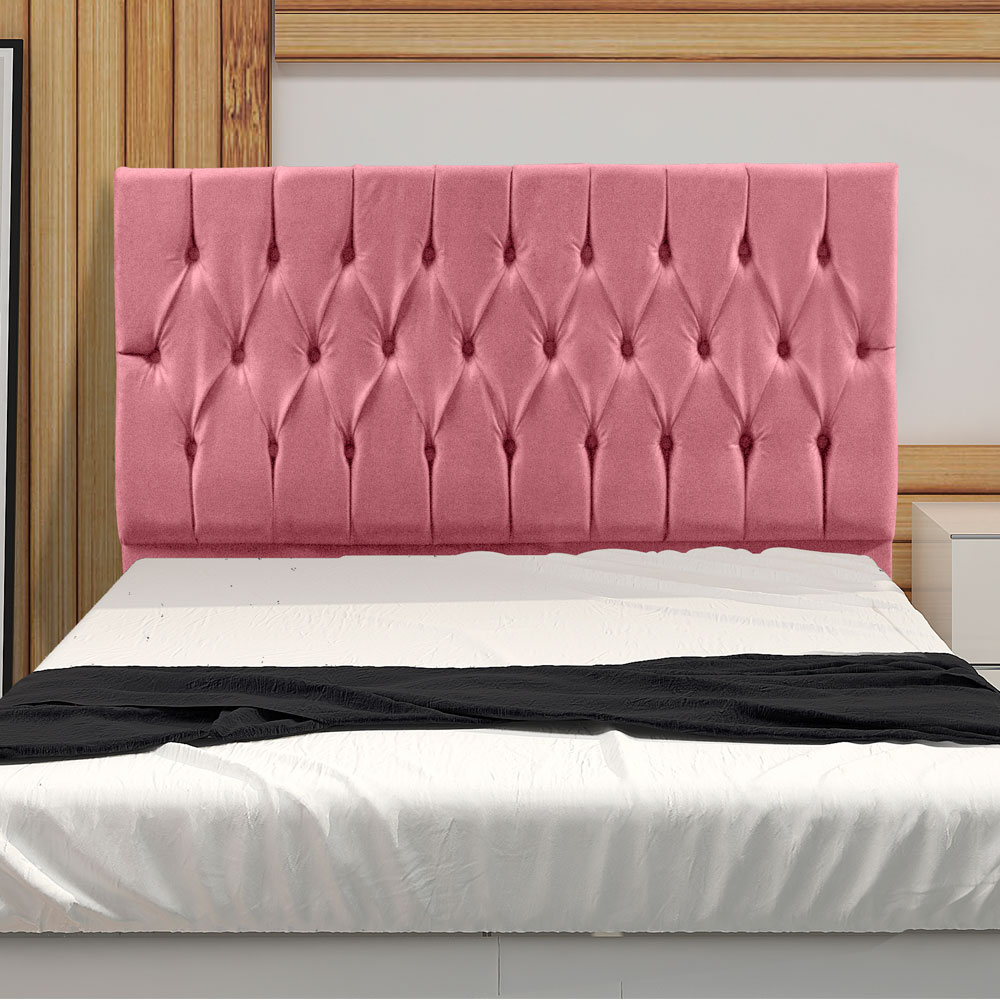 Cabeceira Solteiro 0,90m Madrid Suede Rosa - Pallazio