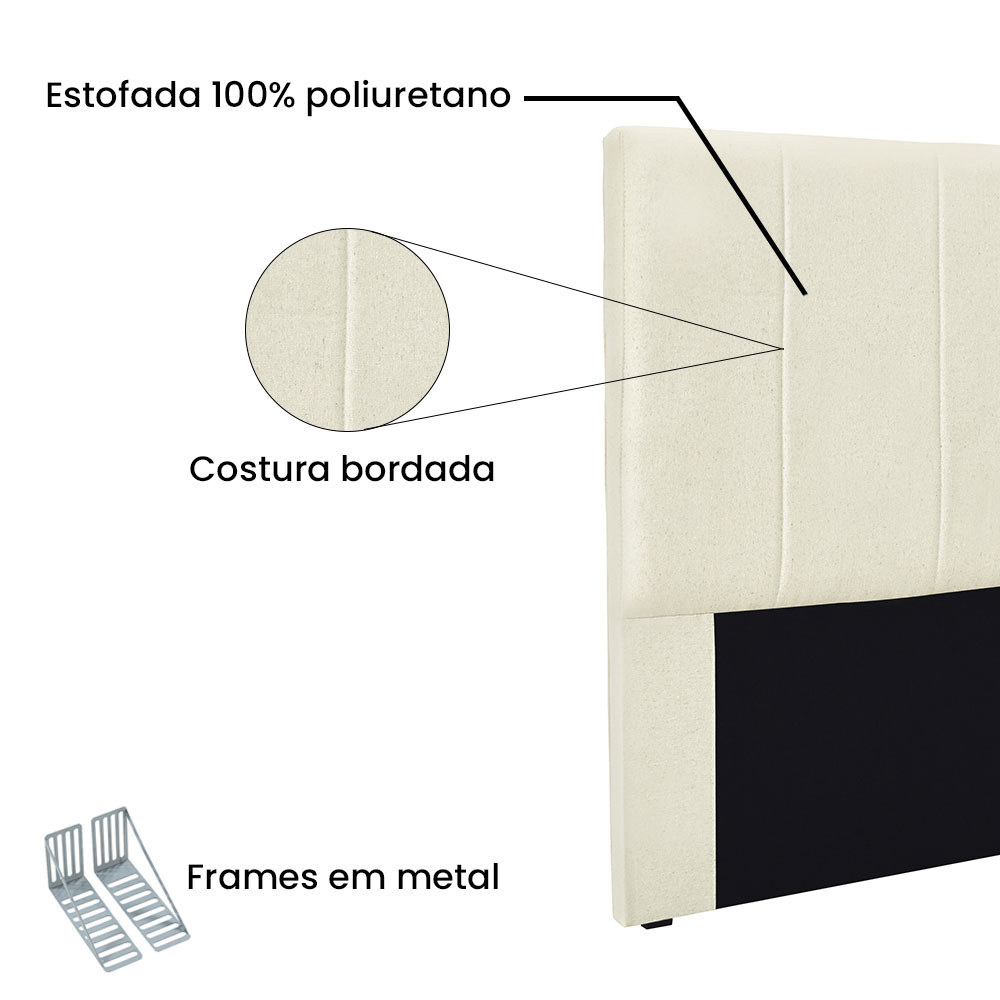 Cabeceira Solteiro 0,90m Ravenna Linho Pérola - Pallazio