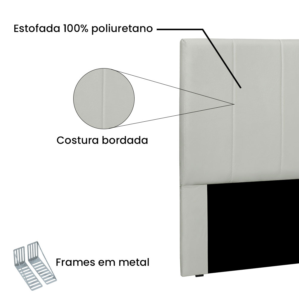 Cabeceira Solteiro 0,90m Ravenna Veludo Cinza Prata - Pallazio