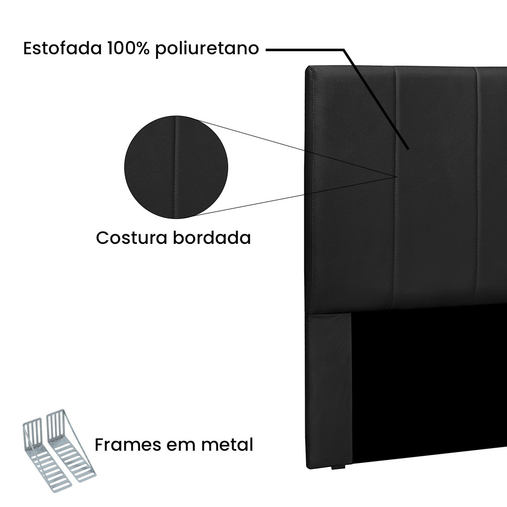 Cabeceira Solteiro 0,90m Ravenna Veludo Preto - Pallazio
