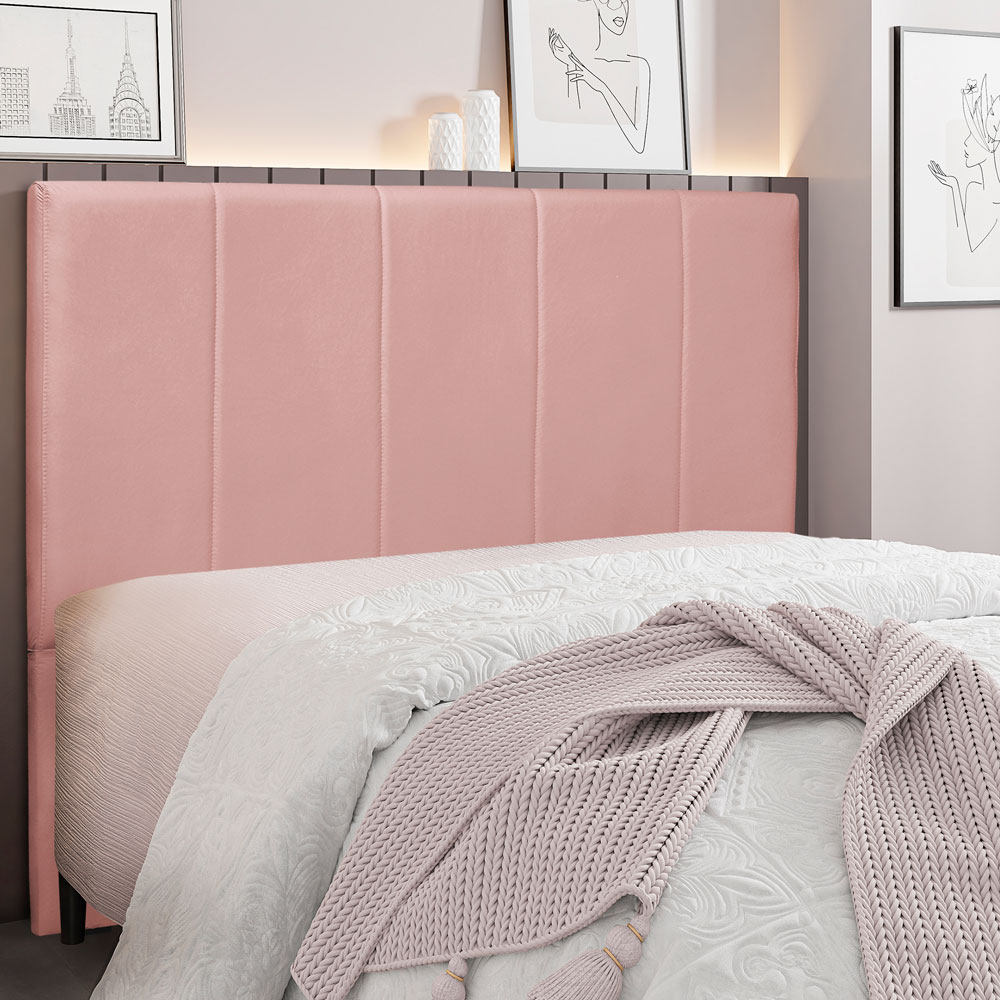 Cabeceira Solteiro 0,90m Ravenna Veludo Rosa - Pallazio