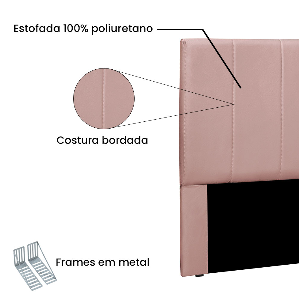 Cabeceira Solteiro 0,90m Ravenna Veludo Rosa - Pallazio