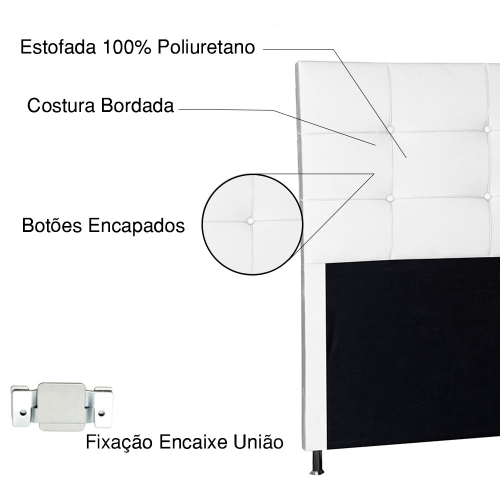 Cabeceira Solteiro 0,90m Roma Corano Branco - Pallazio