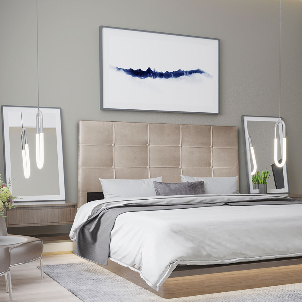Cabeceira Solteiro 0,90m Roma Suede Bege - Pallazio