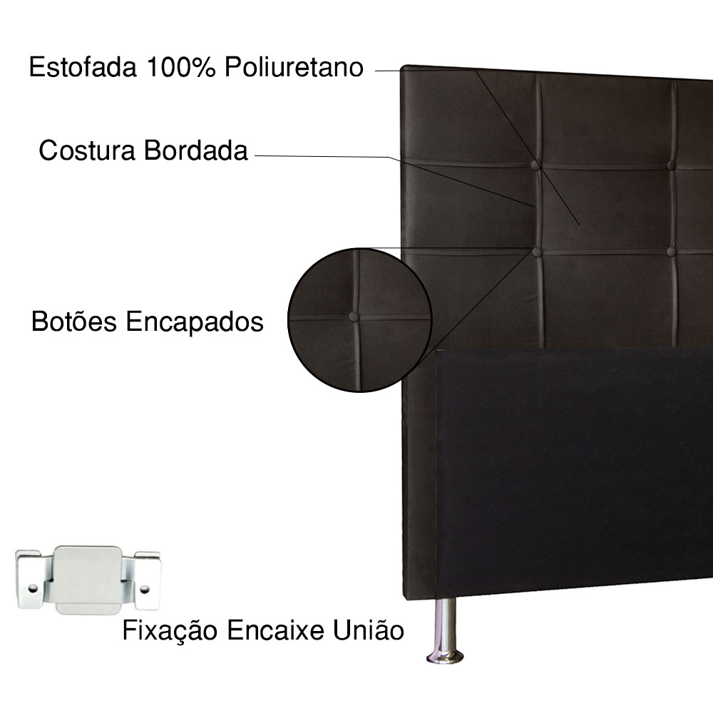 Cabeceira Solteiro 0,90m Roma Suede Marrom - Pallazio