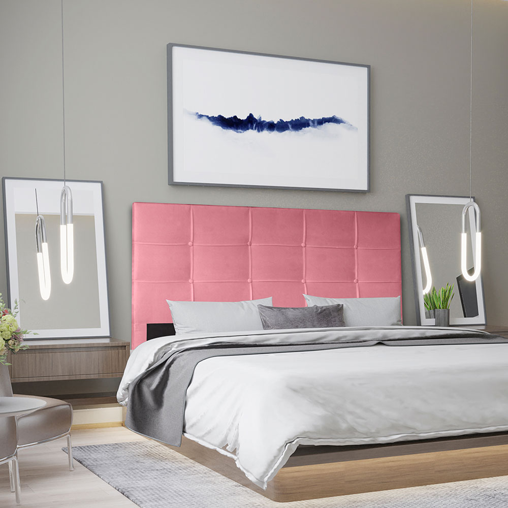 Cabeceira Solteiro 0,90m Roma Suede Rosa - Pallazio