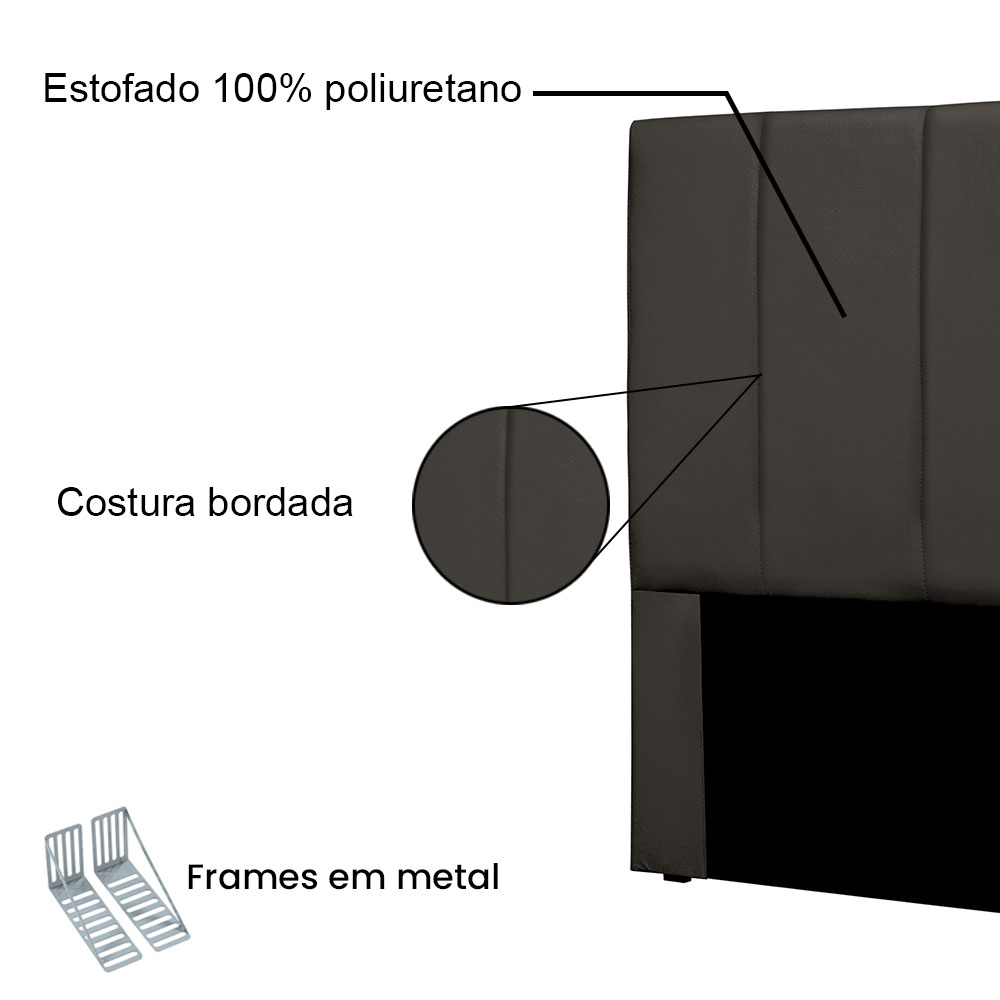 Cabeceira Solteiro 0,90m Sevilha Suede Cinza - Pallazio
