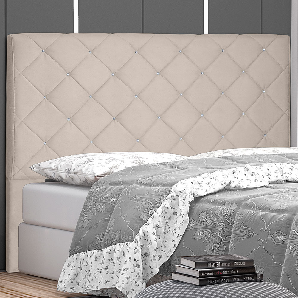 Cabeceira Solteiro 0,90m Tânia Suede Bege - Pallazio