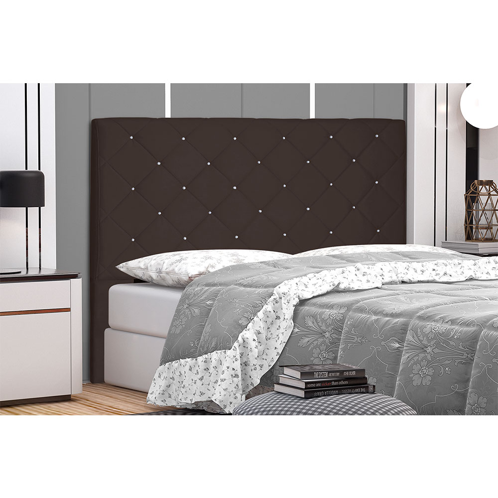 Cabeceira Solteiro 0,90m Tânia Suede Marrom Café - Pallazio