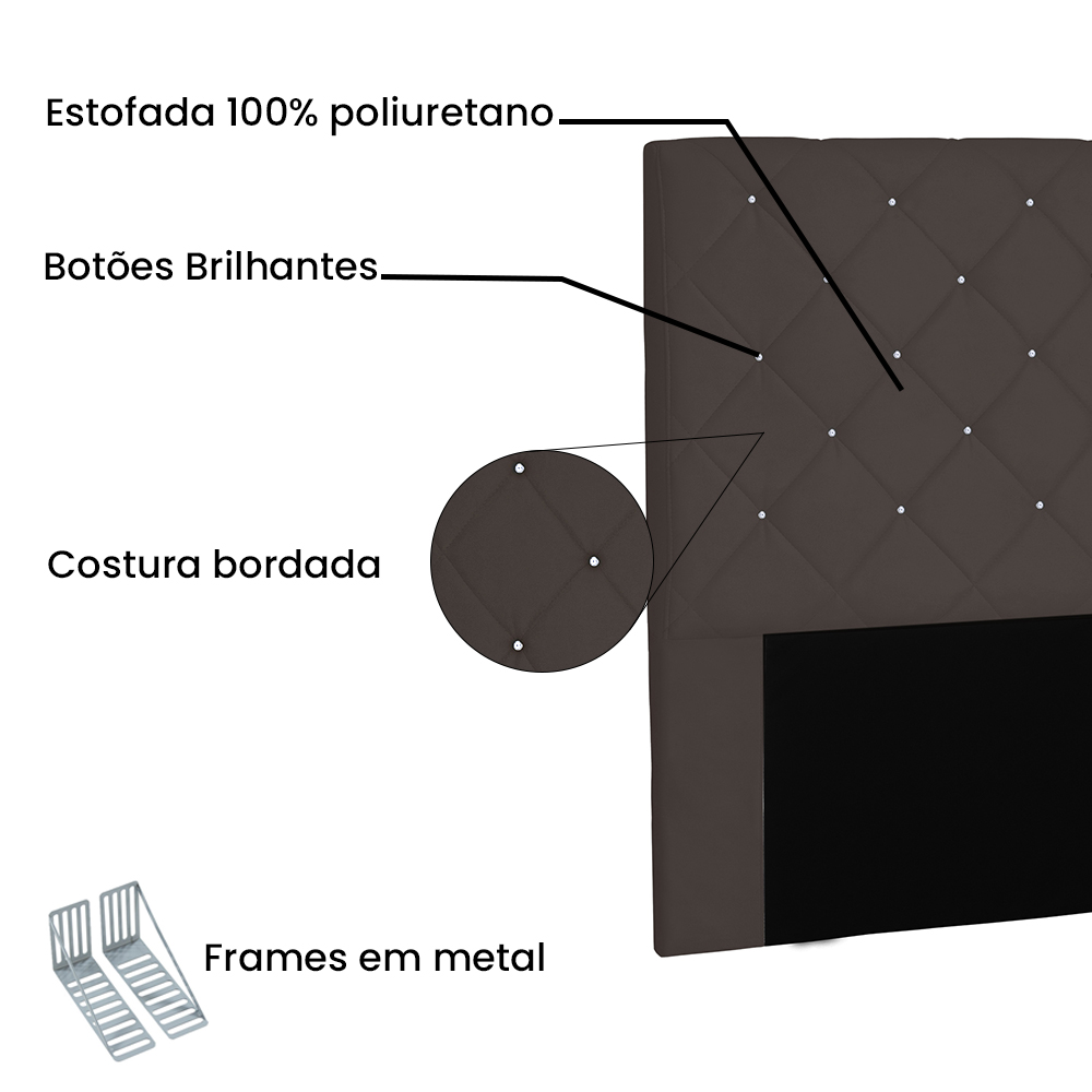 Cabeceira Solteiro 0,90m Tânia Suede Marrom Café - Pallazio