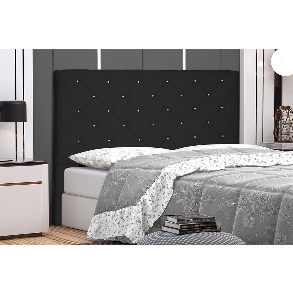 Cabeceira Solteiro 0,90m Tânia Suede Preto - Pallazio