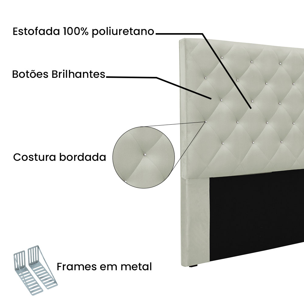 Cabeceira Solteiro 0,90m Tânia Veludo Cinza Prata - Pallazio