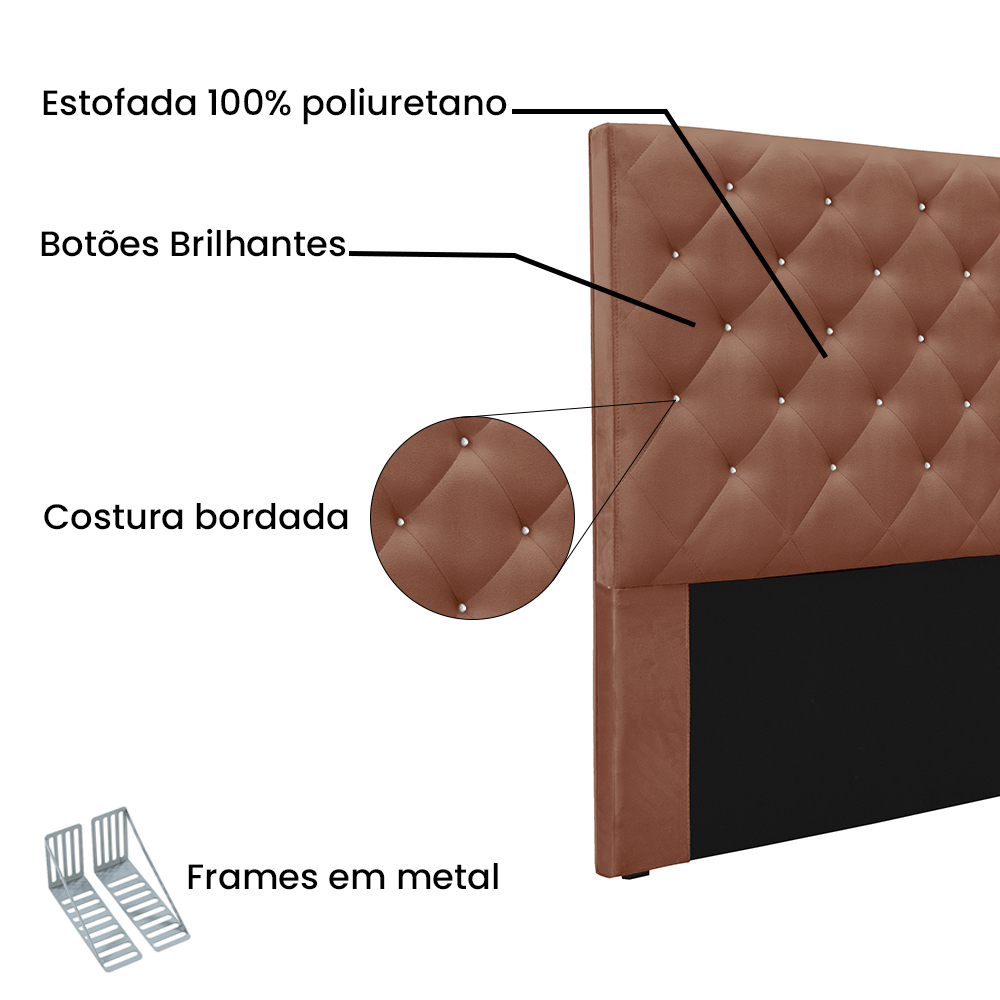 Cabeceira Solteiro 0,90m Tânia Veludo Cobre - Pallazio