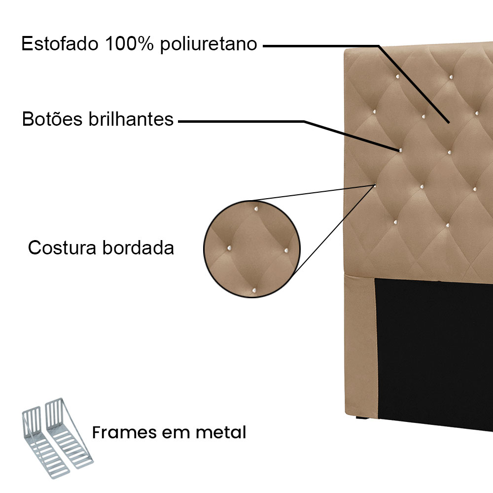 Cabeceira Solteiro 0,90m Toledo Suede Bege - Pallazio