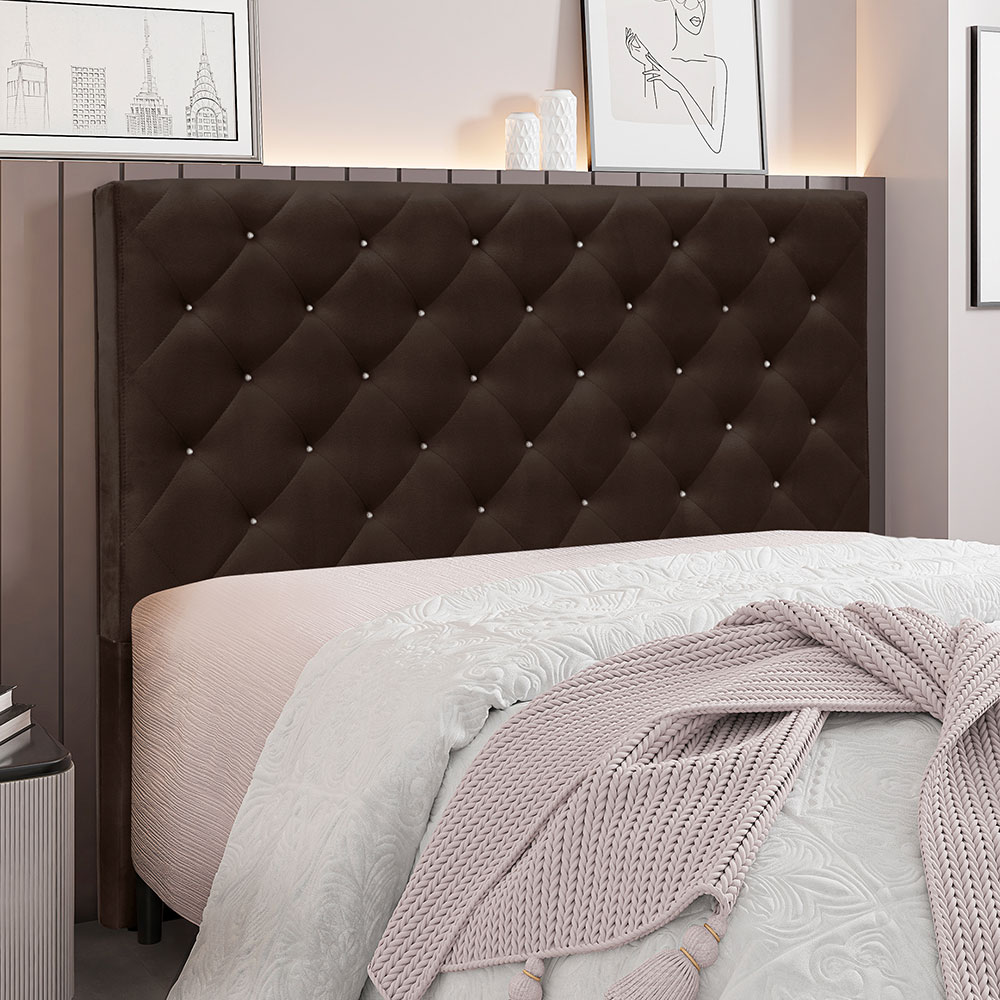 Cabeceira Solteiro 0,90m Toledo Suede Marrom - Pallazio