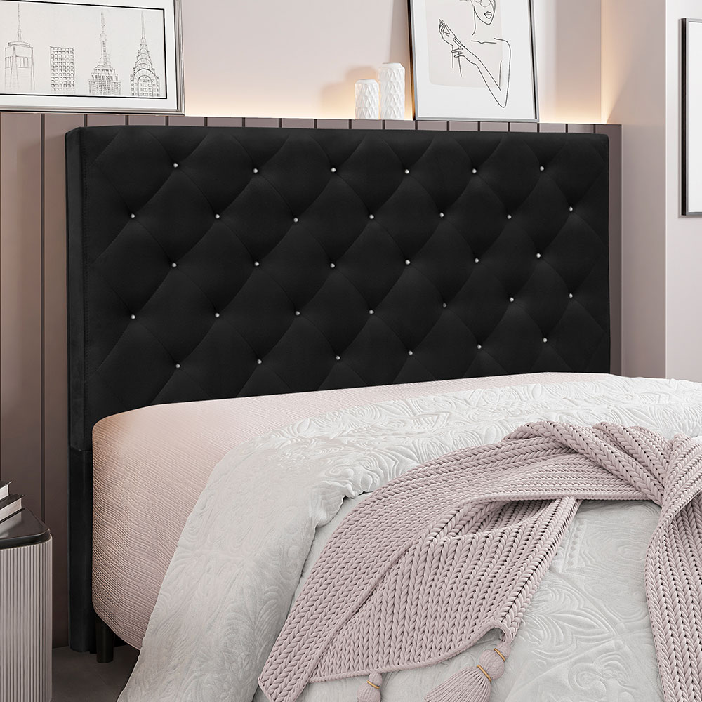 Cabeceira Solteiro 0,90m Toledo Suede Preto - Pallazio