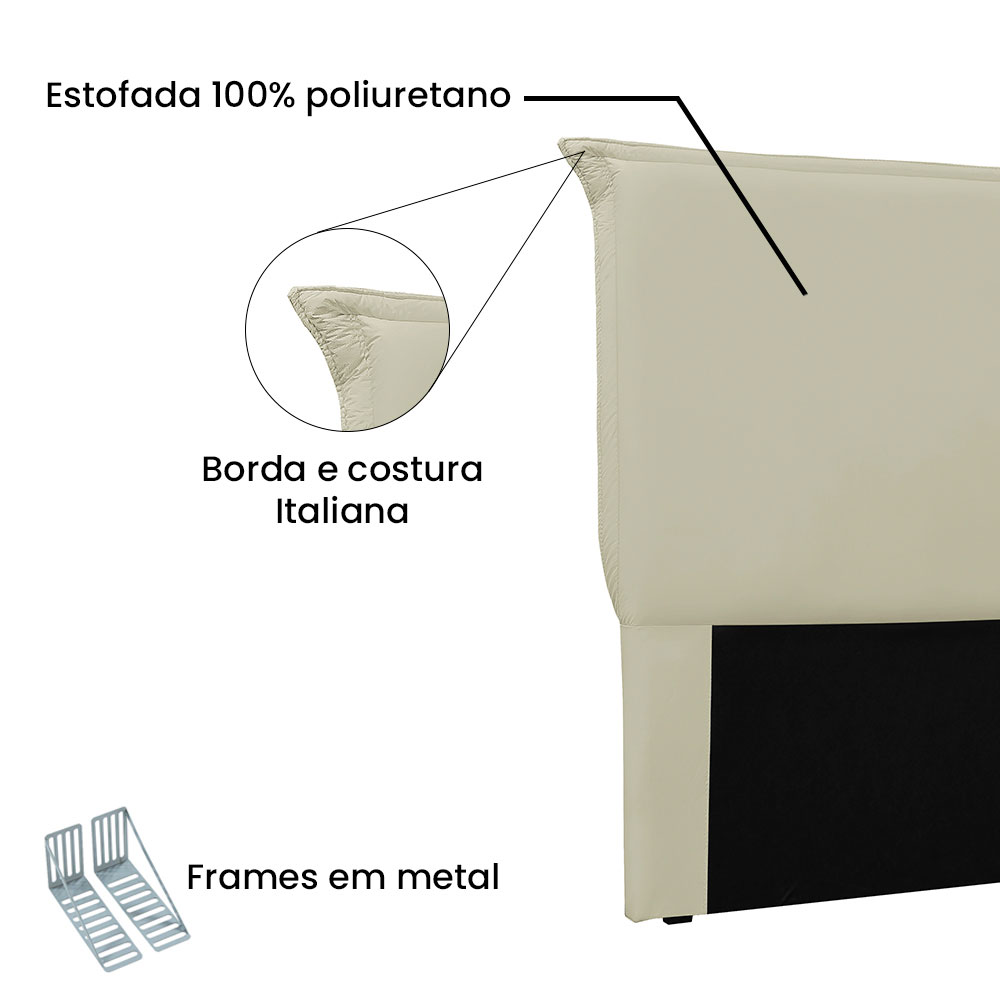 Cabeceira Solteiro 0,90m Veneza Corano Marfim - Pallazio