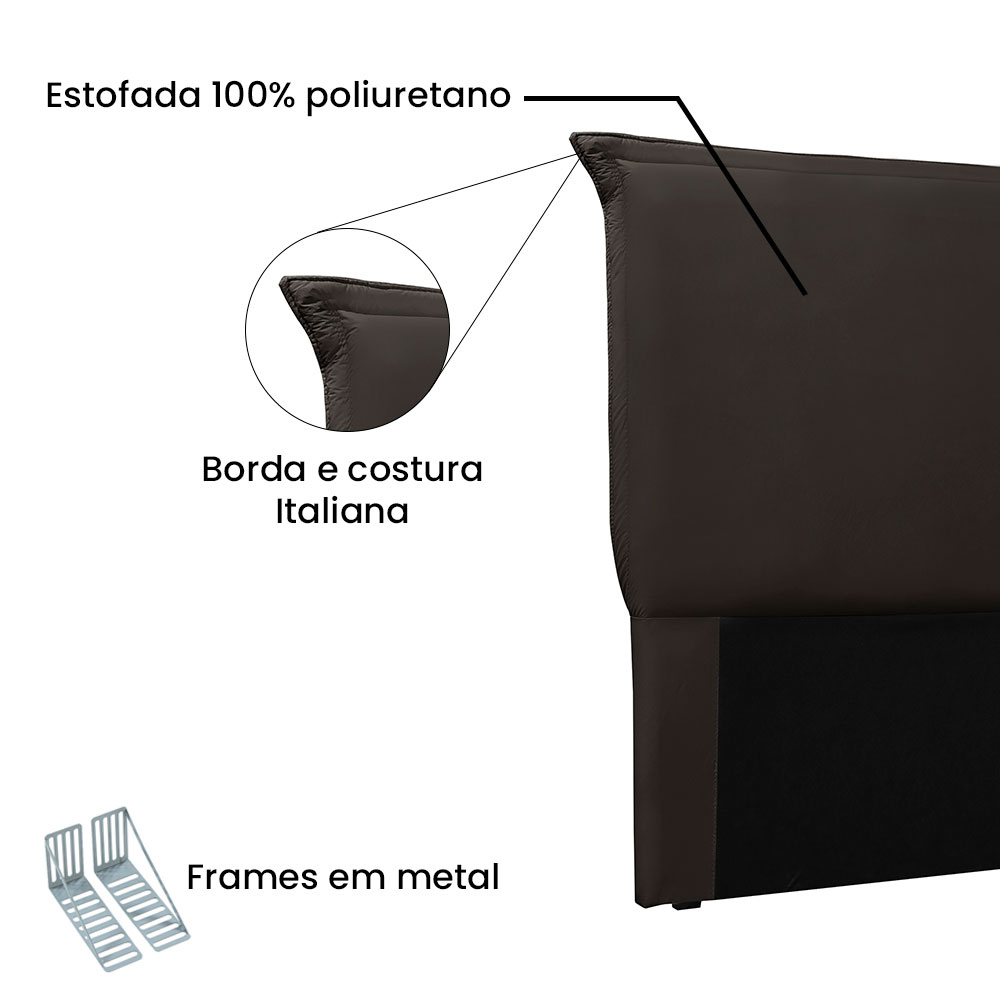 Cabeceira Solteiro 0,90m Veneza Corano Marrom - Pallazio