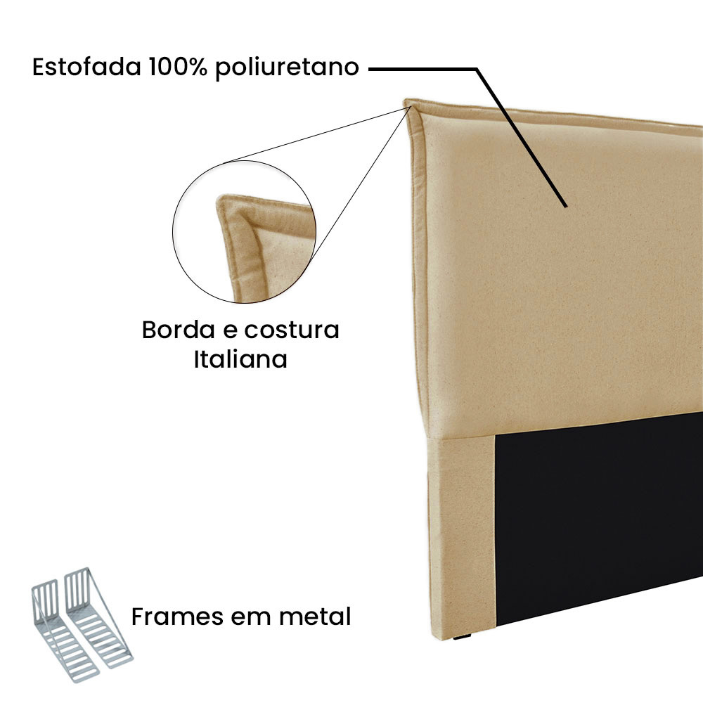 Cabeceira Solteiro 0,90m Veneza Linho Dourado - Pallazio