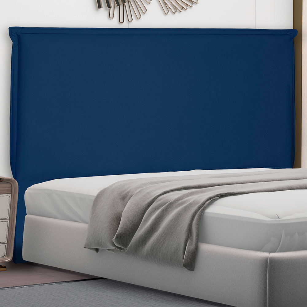 Cabeceira Solteiro 0,90m Veneza Suede Azul Marinho - Pallazio