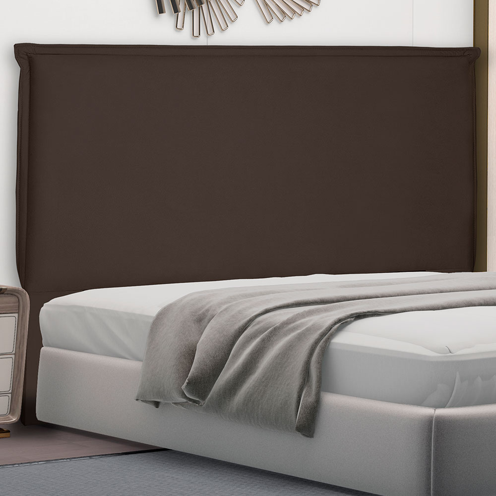 Cabeceira Solteiro 0,90m Veneza Suede Marrom Café - Pallazio