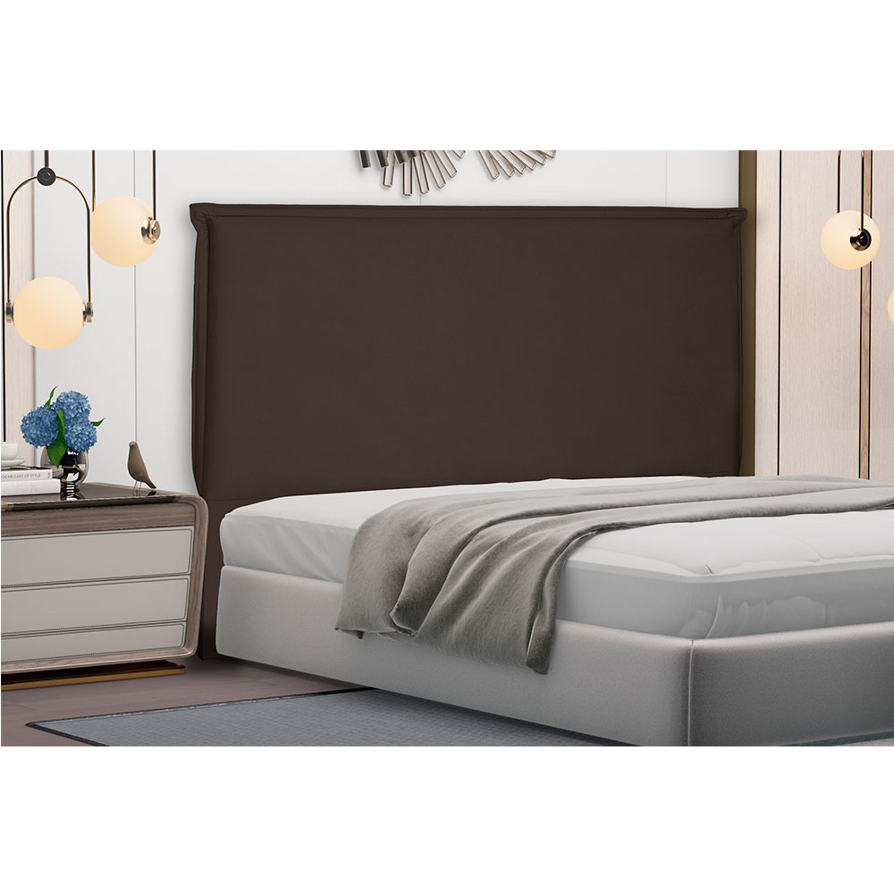Cabeceira Solteiro 0,90m Veneza Suede Marrom Café - Pallazio