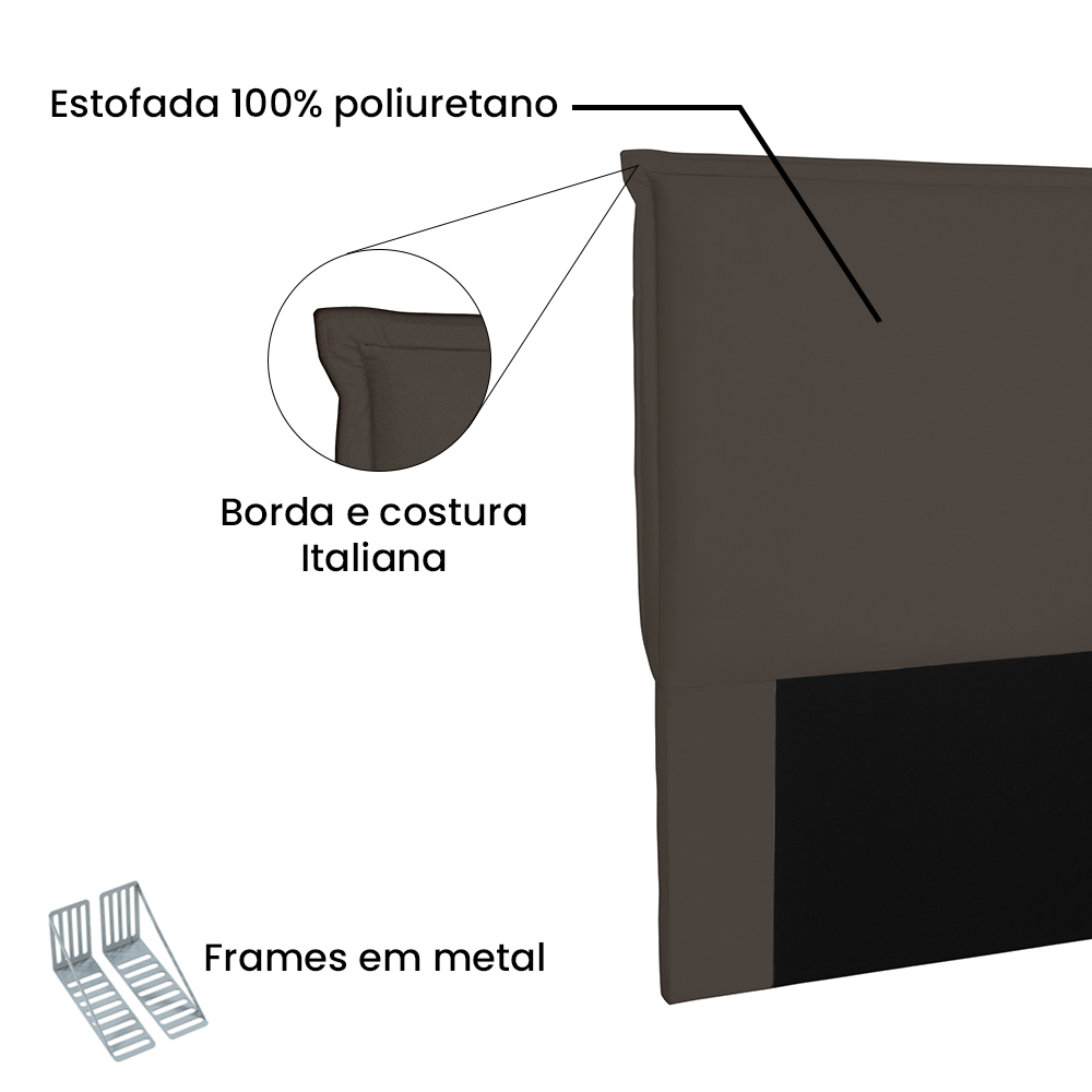 Cabeceira Solteiro 0,90m Veneza Suede Marrom Café - Pallazio