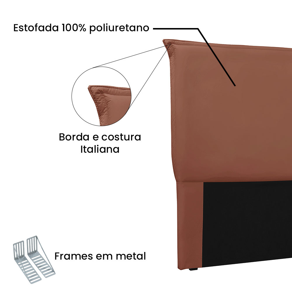 Cabeceira Solteiro 0,90m Veneza Veludo Cobre - Pallazio