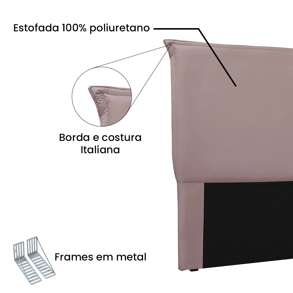 Cabeceira Solteiro 0,90m Veneza Veludo Lilás - Pallazio