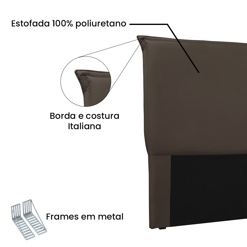 Cabeceira Solteiro 0,90m Veneza Veludo Marrom - Pallazio