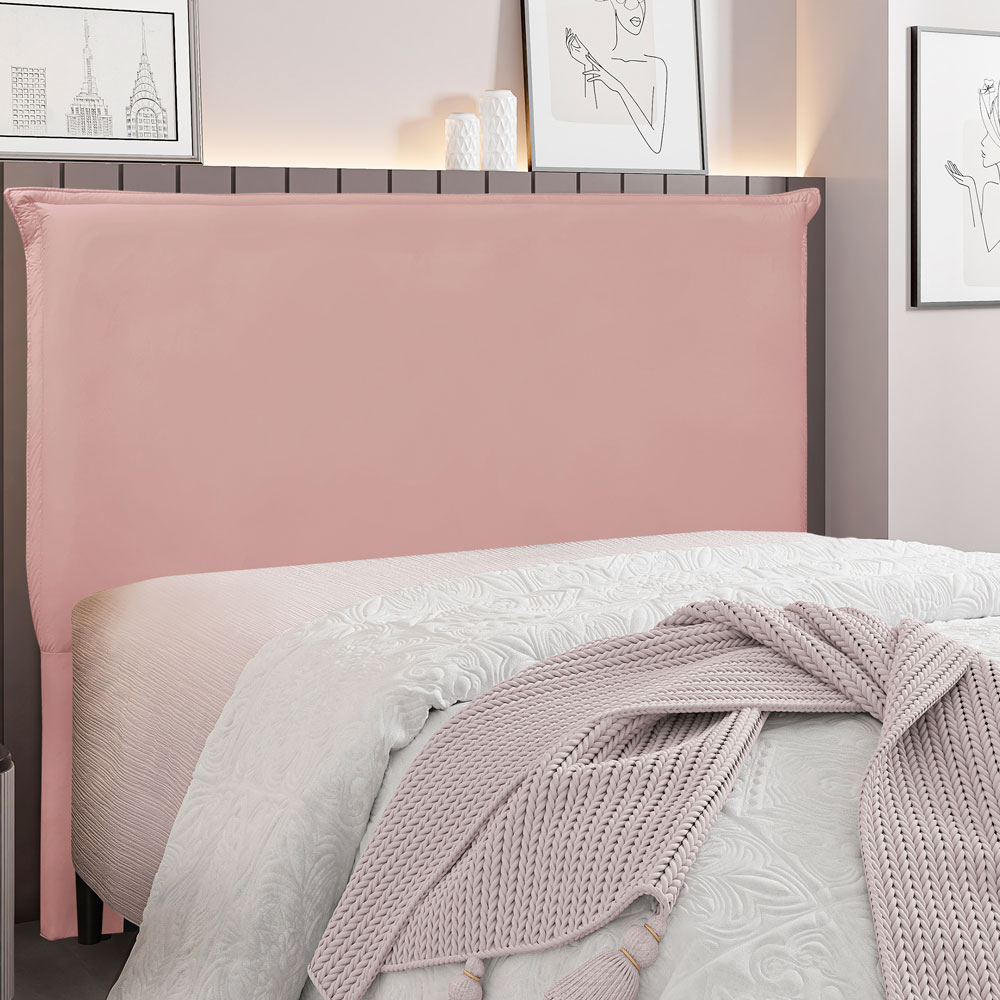 Cabeceira Solteiro 0,90m Veneza Veludo Rosa - Pallazio