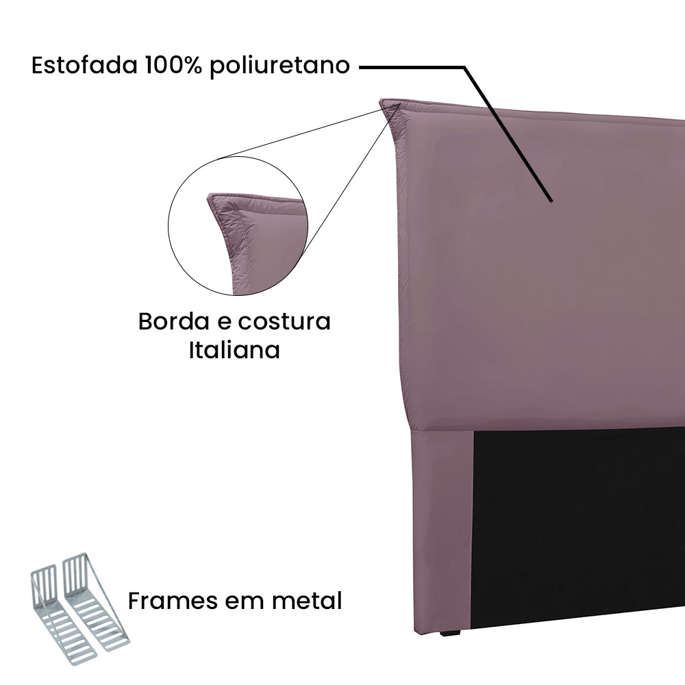 Cabeceira Solteiro 0,90m Veneza Veludo Uva - Pallazio