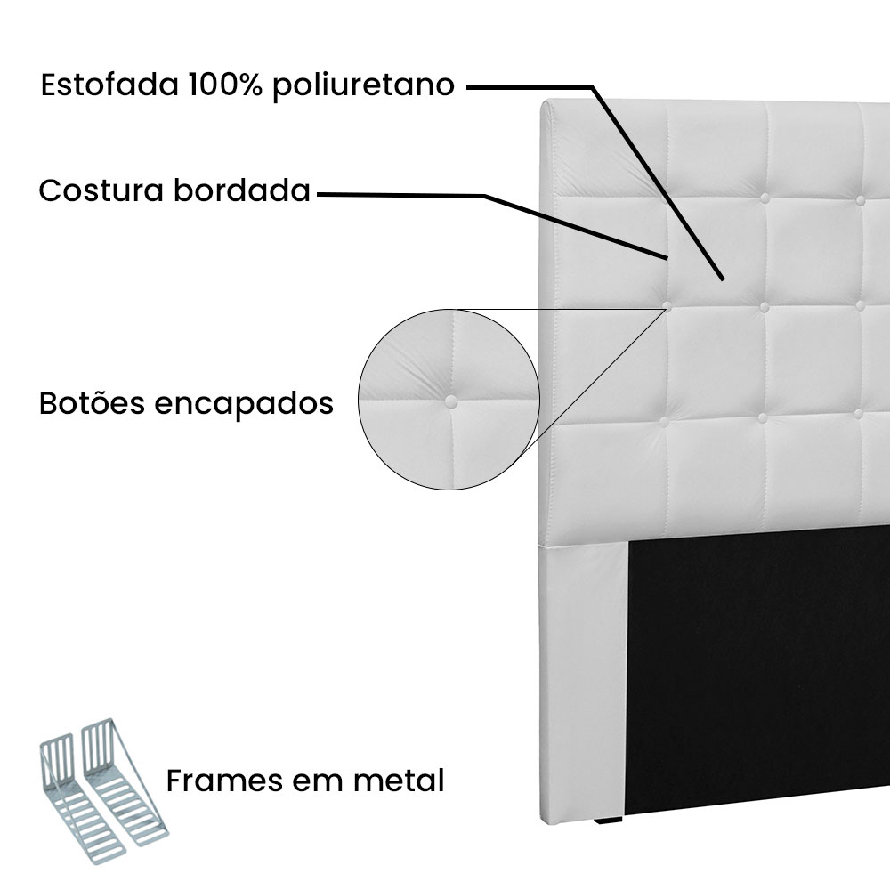 Cabeceira Solteiro 0,90m Verona Corano Branco - Pallazio