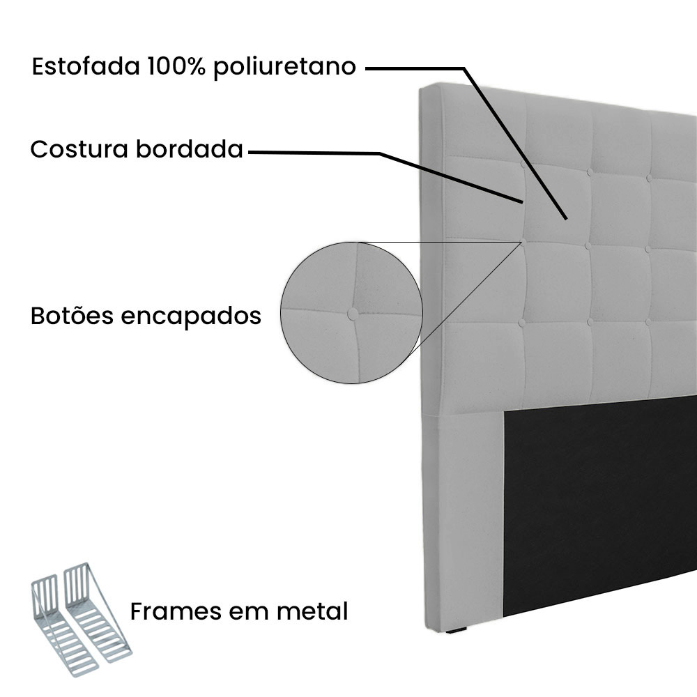 Cabeceira Solteiro 0,90m Verona Linho Cinza Claro - Pallazio