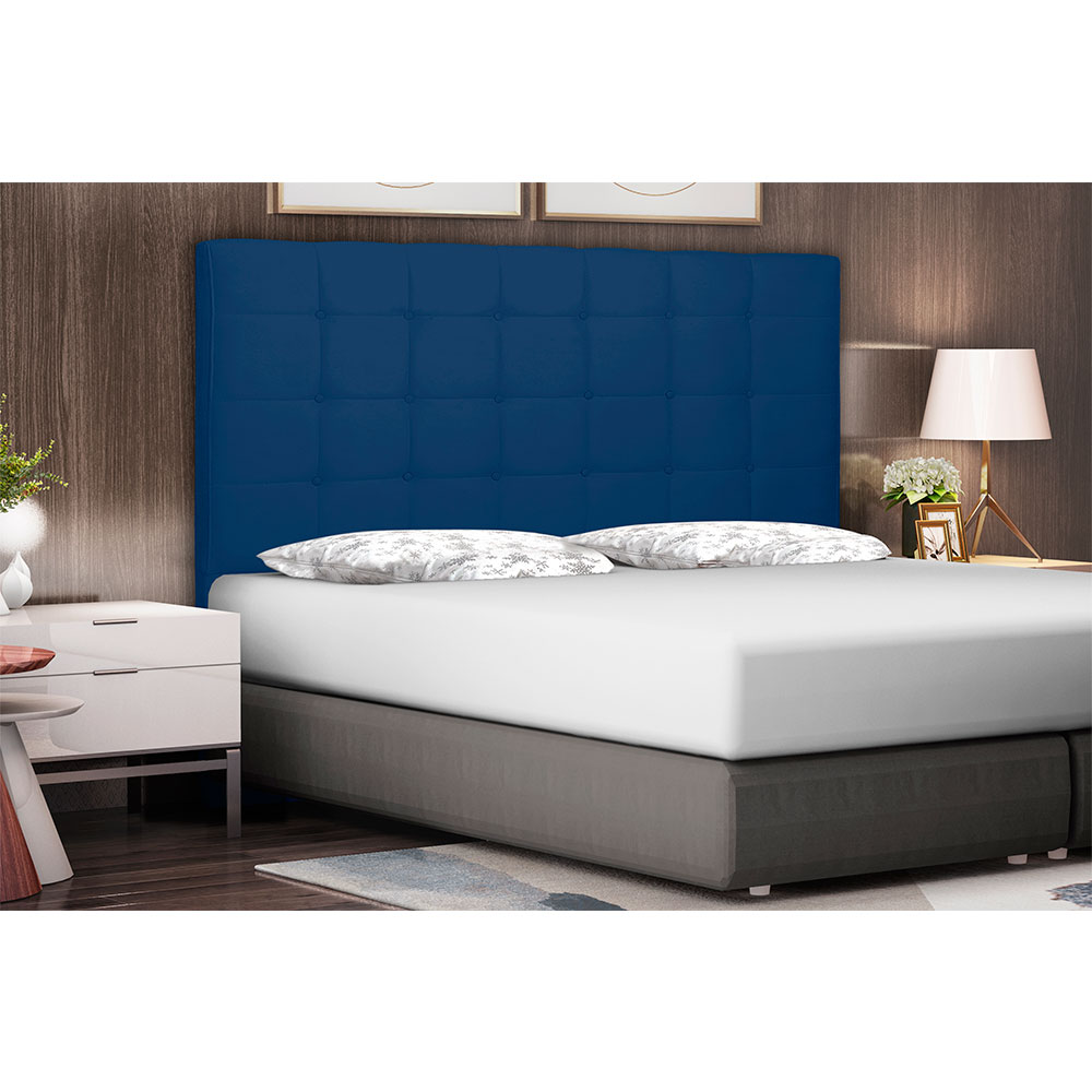 Cabeceira Solteiro 0,90m Verona Suede Azul Marinho - Pallazio