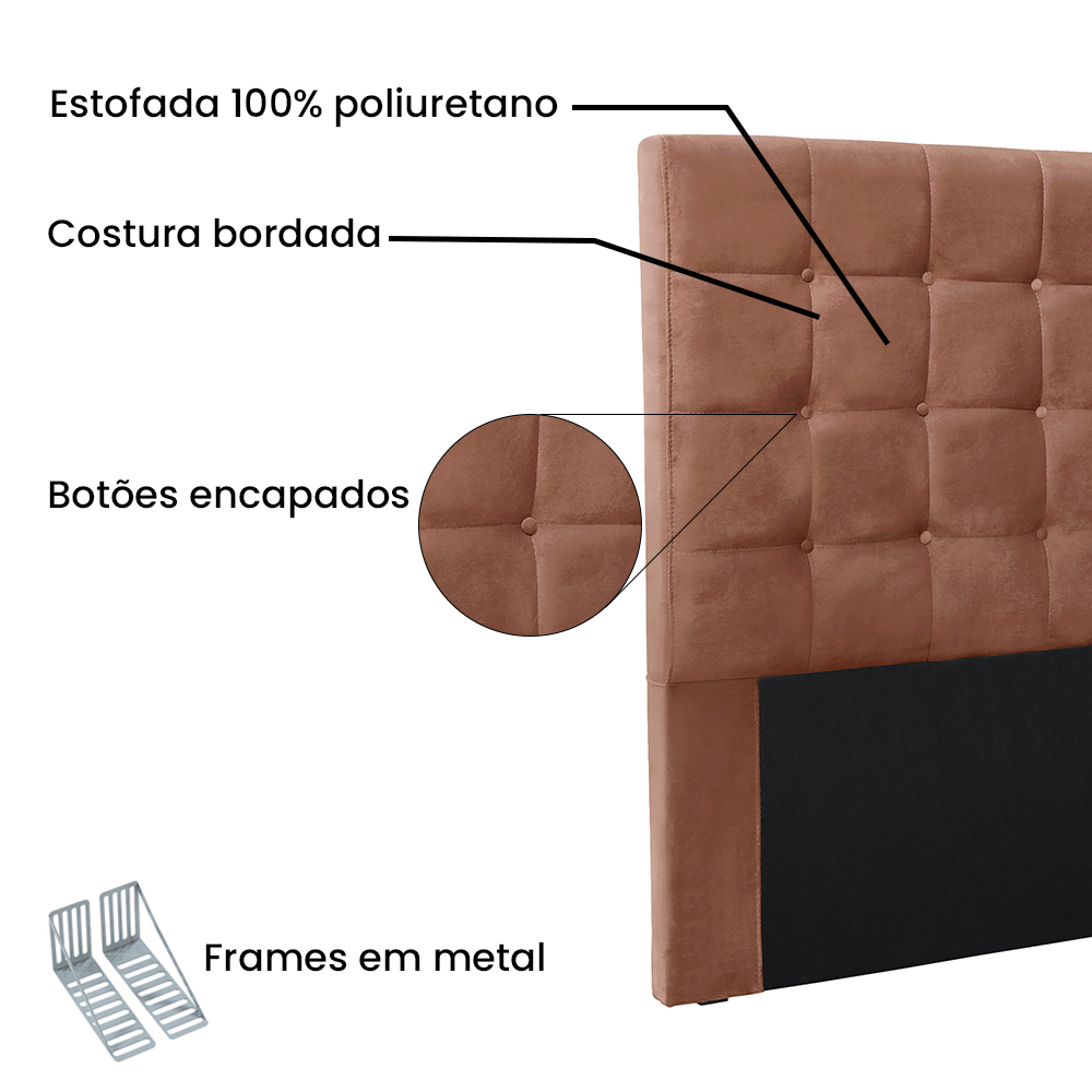 Cabeceira Solteiro 0,90m Verona Veludo Cobre - Pallazio