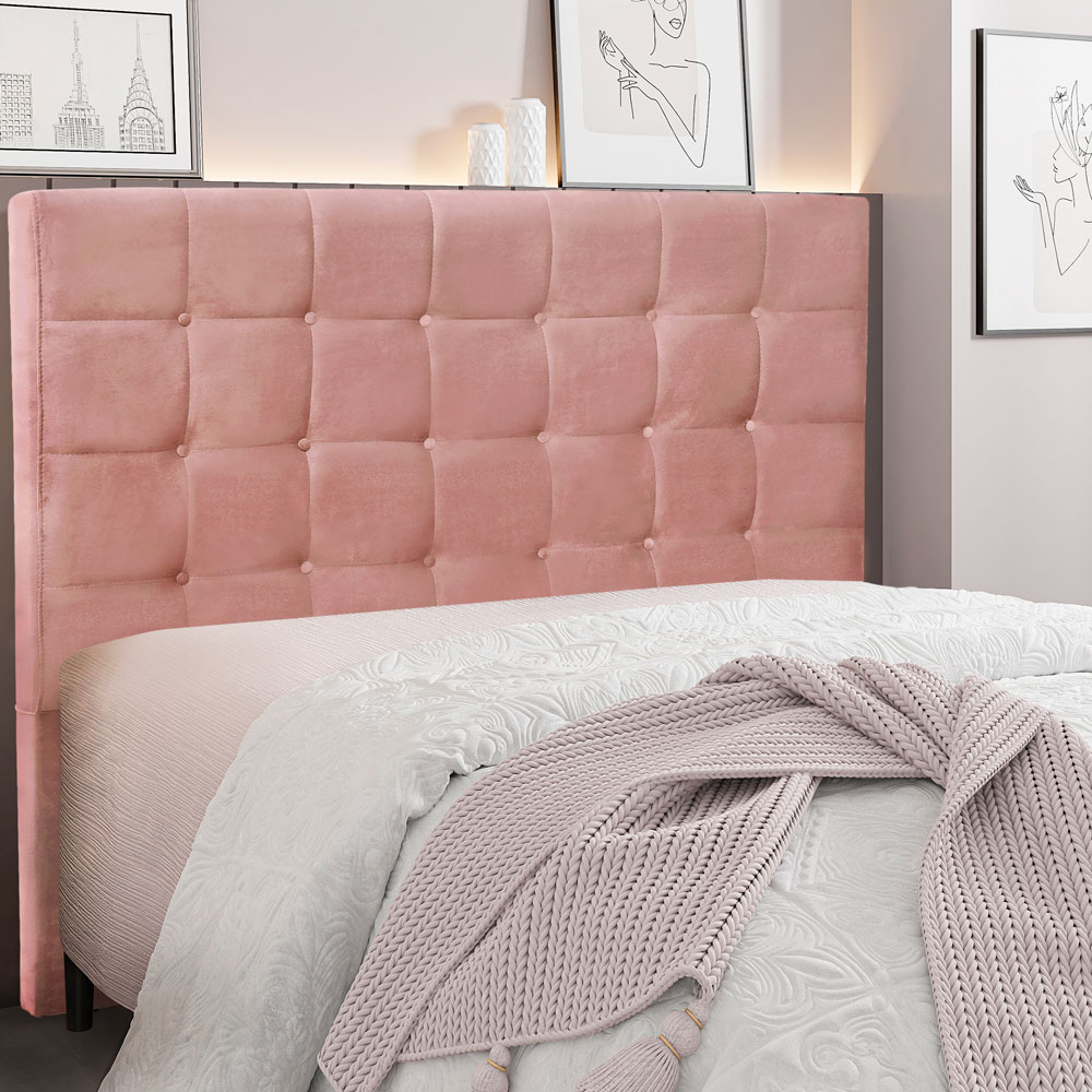 Cabeceira Solteiro 0,90m Verona Veludo Rosa - Pallazio