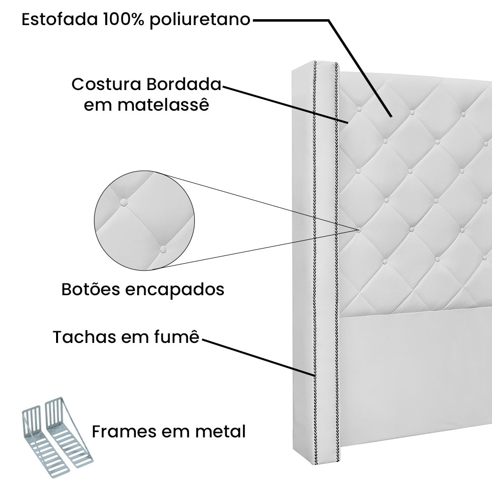 Cabeceira Solteiro 0,90m Vicenza Corano Branco - Pallazio