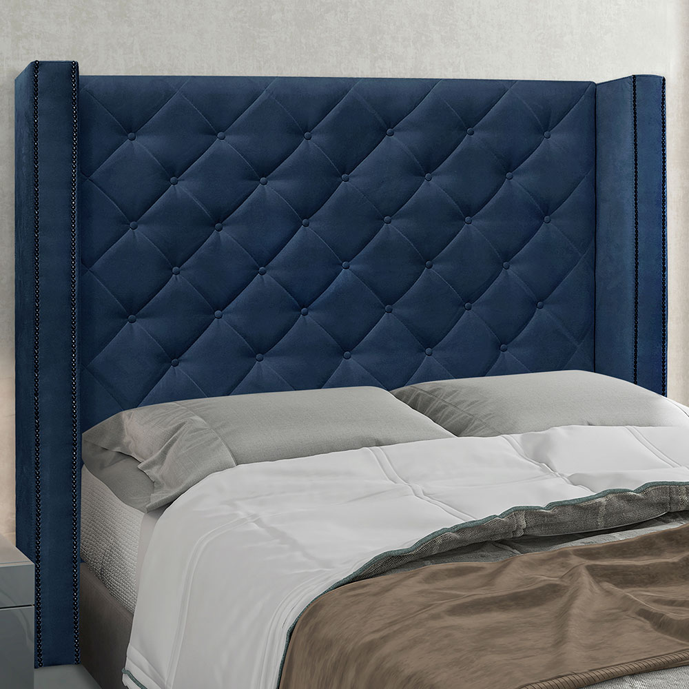 Cabeceira Solteiro 0,90m Vicenza Suede Azul Marinho - Pallazio
