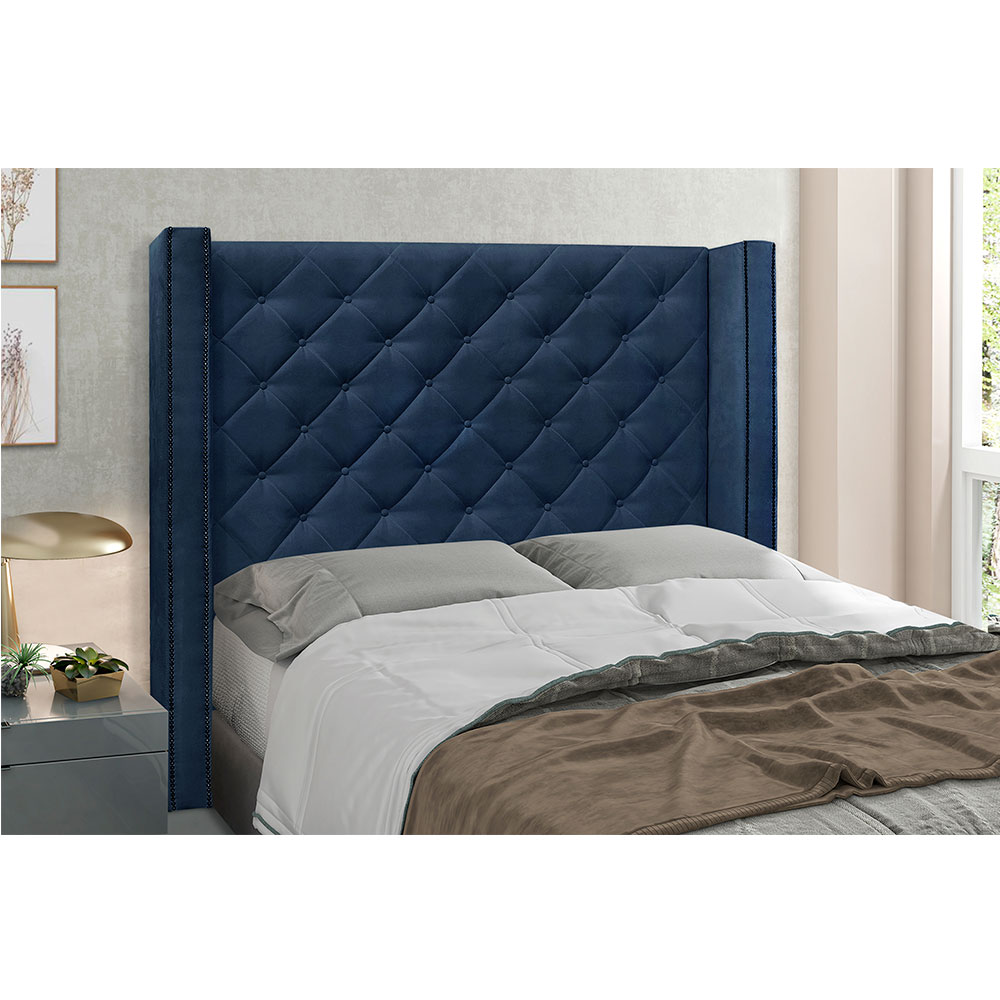 Cabeceira Solteiro 0,90m Vicenza Suede Azul Marinho - Pallazio