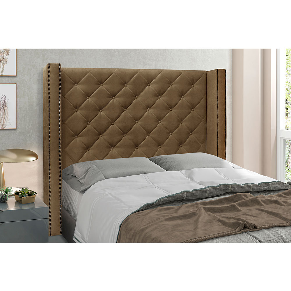 Cabeceira Solteiro 0,90m Vicenza Suede Caramelo - Pallazio