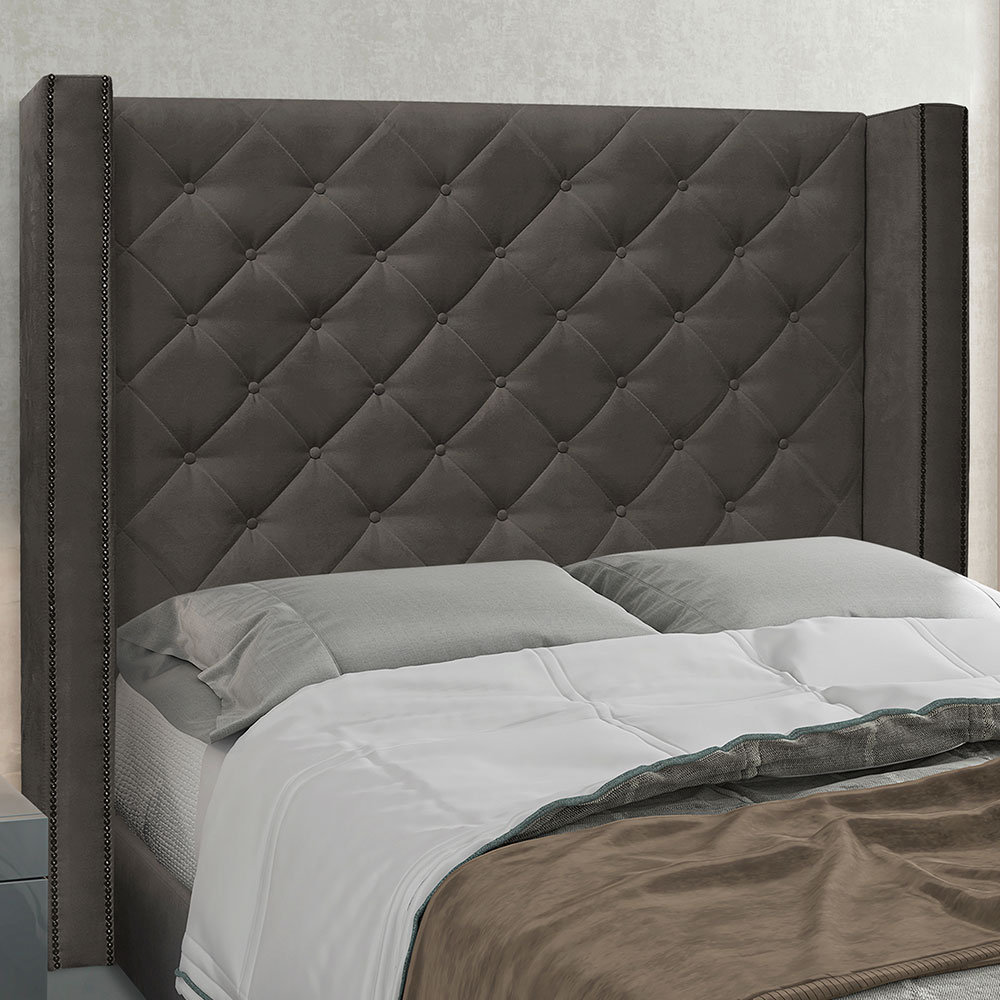 Cabeceira Solteiro 0,90m Vicenza Suede Cinza - Pallazio