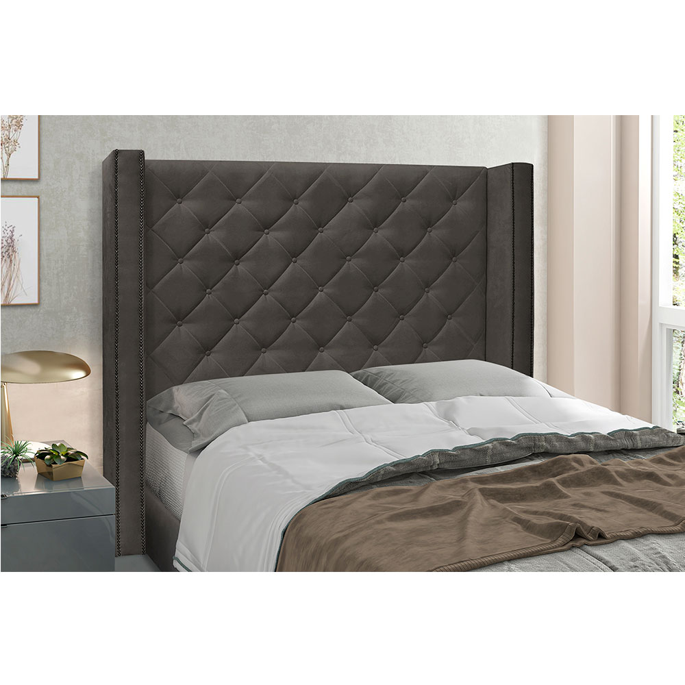 Cabeceira Solteiro 0,90m Vicenza Suede Cinza - Pallazio