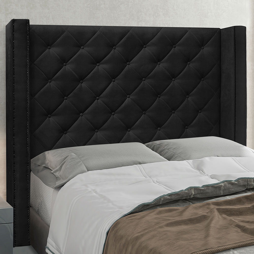 Cabeceira Solteiro 0,90m Vicenza Suede Preto - Pallazio