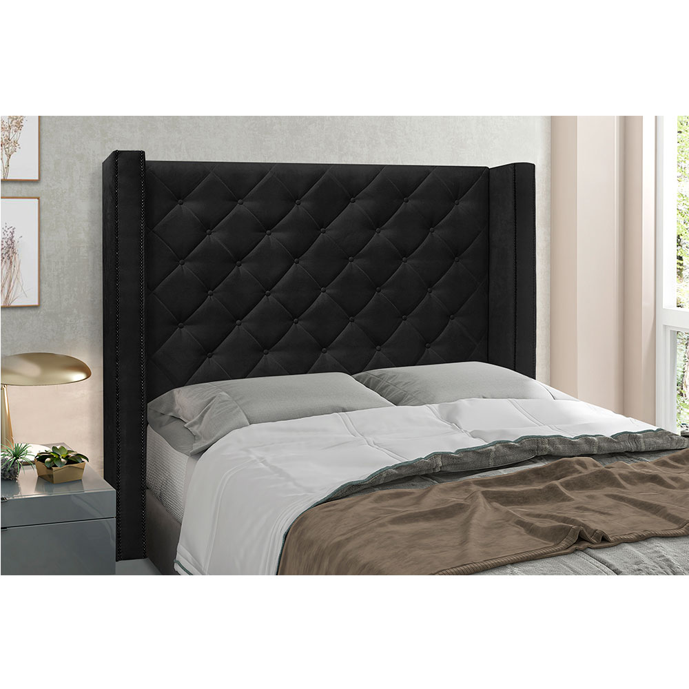 Cabeceira Solteiro 0,90m Vicenza Suede Preto - Pallazio