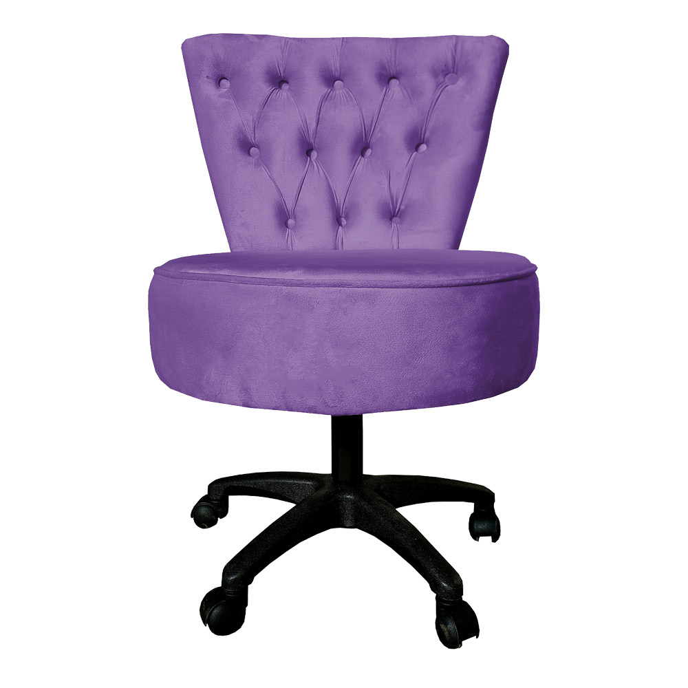 Cadeira Mocho Capitonê Elegância Veludo Roxo Base Giratória - Pallazio