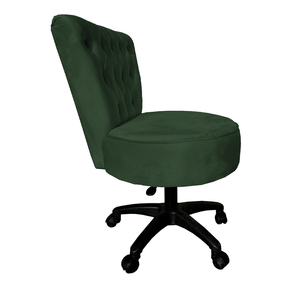 Cadeira Mocho Capitonê Elegância Veludo Verde Base Giratória - Pallazio