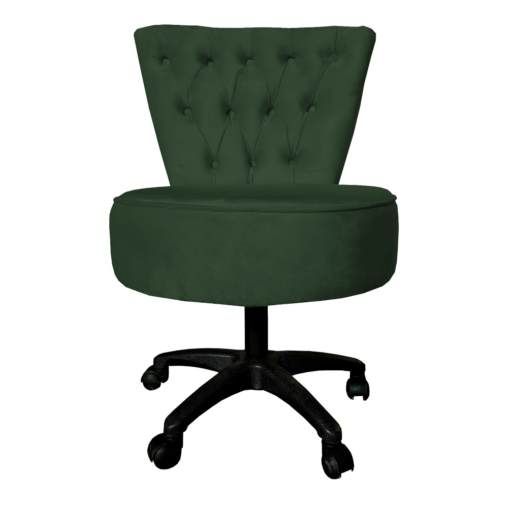 Cadeira Mocho Capitonê Elegância Veludo Verde Base Giratória - Pallazio