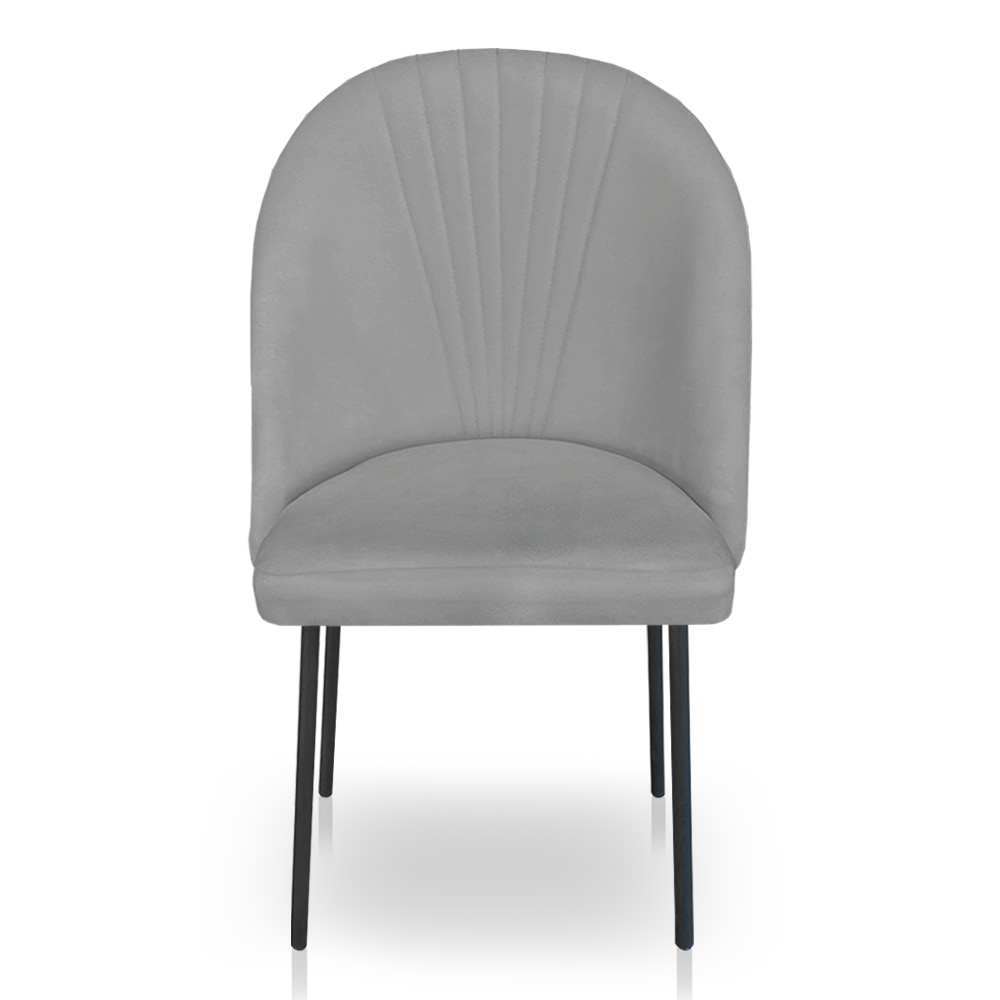 Cadeira Poltrona de Jantar Ariel Suede Grafite Pés de Ferro Preto - Pallazio